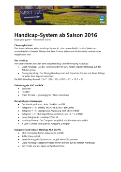 Handicap-System ab Saison 2016