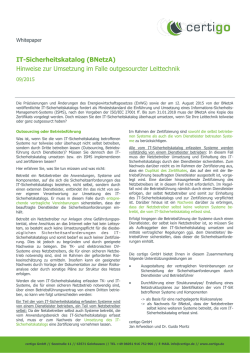 IT-Sicherheitskatalog (BNetzA) Hinweise zur Umsetzung im Falle