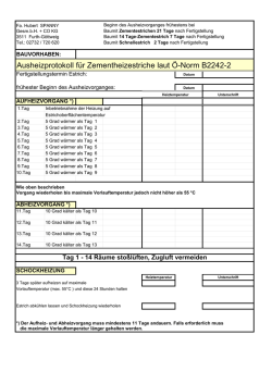 Ausheizprotokoll für Zementheizestriche laut Ö-Norm B2242-2