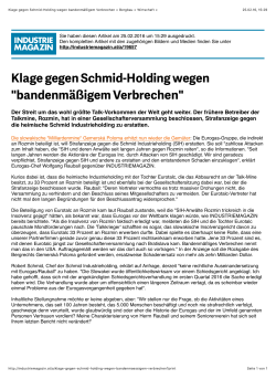 Klage gegen Schmid-Holding wegen bandenmäßigem Verbrechen