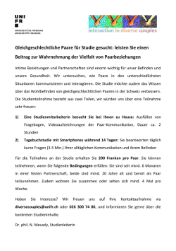 Gleichgeschlechtliche Paare für Studie gesucht: leisten Sie einen