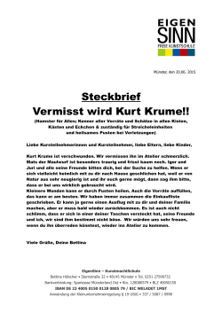 Steckbrief Vermisst wird Kurt Krume!!