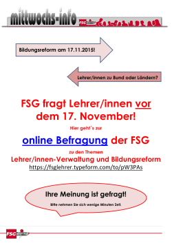 FSG fragt Lehrer/innen vor dem 17. November! online