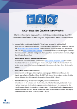 FAQ – Liste SSW (Studien Start Woche)