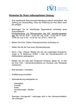 Hinweise f&uuml;r Ihren reibungslosen Umzug