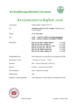 Kreismeisterschaften 2016 - Schützengilde Templin 1810