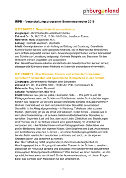IRPB &ndash; Veranstaltungsprogramm Sommersemester 2016