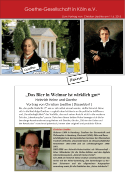 Goethe-Gesellschaft in Köln e.V. „Das Bier in Weimar ist wirklich gut“
