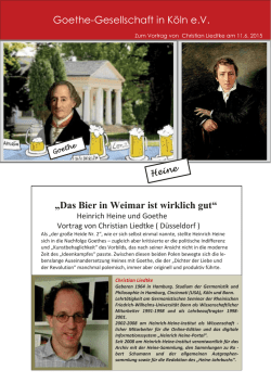 Goethe-Gesellschaft in K&ouml;ln e.V. &bdquo;Das Bier in Weimar ist wirklich gut&ldquo;
