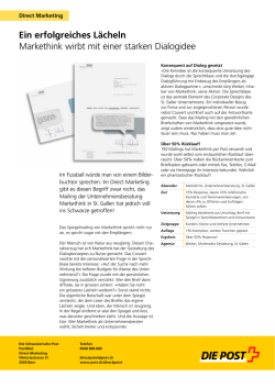 Ein erfolgreiches L&auml;cheln, Markethink wirbt mit einer