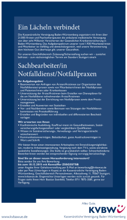 Ein L&auml;cheln verbindet Sachbearbeiter/in Notfalldienst/Notfallpraxen
