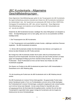 JBC Kundenkarte - Allgemeine Gesch&auml;ftsbedingungen