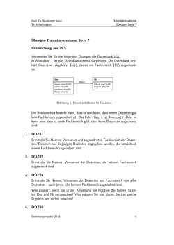 Datenbanksysteme Übungen Serie 7 Sommersemester 2016