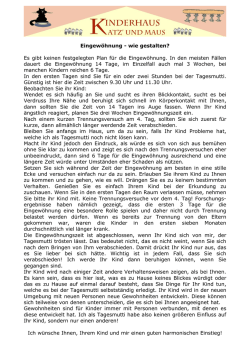 Eingew&ouml;hnung - wie gestalten? Es gibt keinen festgelegten Plan f&uuml;r