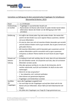 Instruktion zur Befragung mit dem soziometrischen Fragebogen f&uuml;r