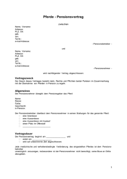 Pferde - Pensionsvertrag