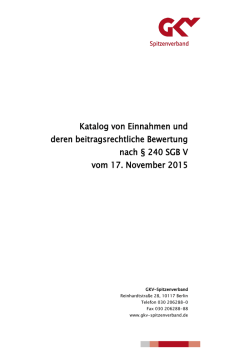 Katalog von Einnahmen und deren beitragsrechtliche Bewertung