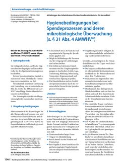 Hygienebedingungen bei Spendeprozessen und deren