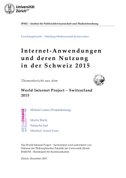 Internet-Anwendungen und deren Nutzung in der Schweiz 2015