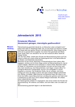 Jahresbericht 2015 bahnhofkirche