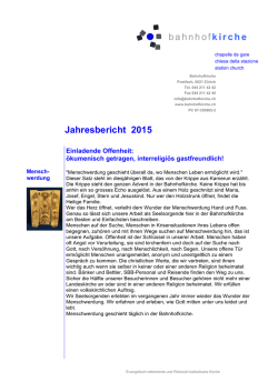 Jahresbericht 2015 bahnhofkirche