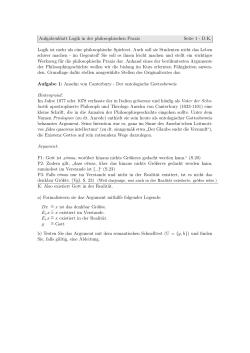 Aufgabenblatt Logik in der philosophischen Praxis Seite 1