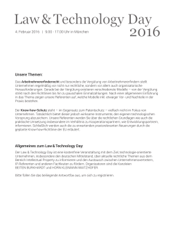 Unsere Themen: Allgemeines zum Law & Technology Day: