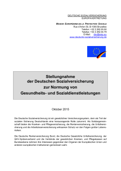 Stellungnahme der Deutschen Sozialversicherung zur Normung von