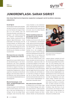 Juniorenflash: sarah sigrist - Schweizer Verein Textilfachleute