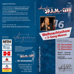Hagedorns SPAM-Club In der sechszeh nten Ausgabe unserers