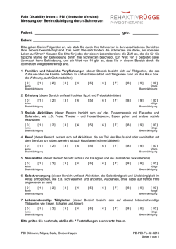 Pain Disability Index &ndash; PDI (deutsche Version): Messung der