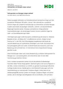 Haftungsrisiken von Managern steigen weltweit - HDI