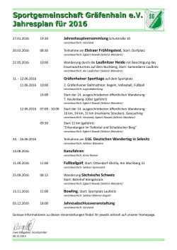 Sportgemeinschaft Gräfenhain e.V. Jahresplan für 2016