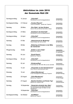 Jahresaktivitäten 2016