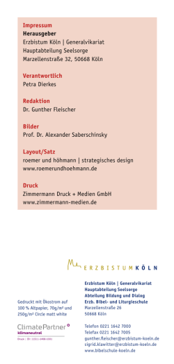 Impressum Herausgeber Erzbistum Köln