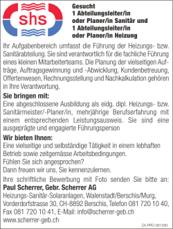 Ihr Aufgabenbereich umfasst die F&uuml;hrung der Heizungs