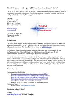 Inhaltlich verantwortlich gem. § 5 Telemediengesetz: SeLasCo GmbH