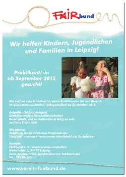 W n i ir helfe Kindern, Jugendl chen l und Fami ien in Leipzig!