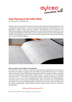 Gute Planung ist die halbe Miete