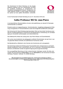 halbe Professur W2 f&uuml;r Jazz-Piano