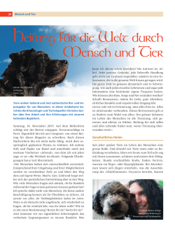 Heilung f&uuml;r die Welt durch Mensch und Tier