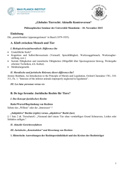 Globales Tierrecht: Aktuelle Kontroversen - Max-Planck