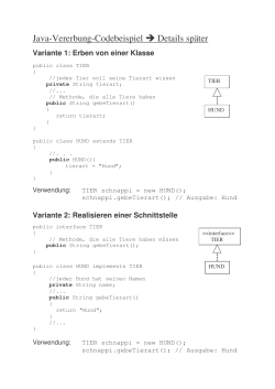 Java-Vererbung-Codebeispiel &rarr; Details sp&auml;ter