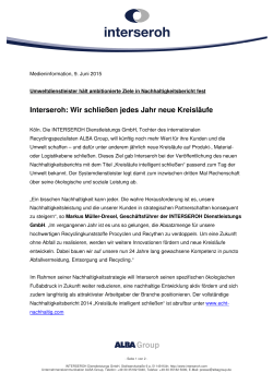 Interseroh: Wir schlie&szlig;en jedes Jahr neue Kreisl&auml;ufe