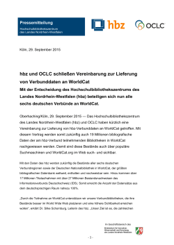 hbz und OCLC schließen Vereinbarung zur Lieferung von