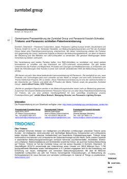 Presseinformation Tridonic und Panasonic schließen