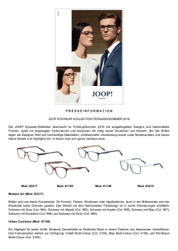 PRESSEINFORMATION JOOP EYEWEAR KOLLEKTION