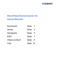 Inhaltsverzeichnis Wand-Waschtischarmaturen