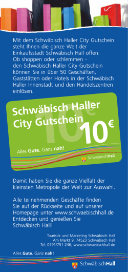 Flyer Schwäbisch Haller City Gutschein 2015