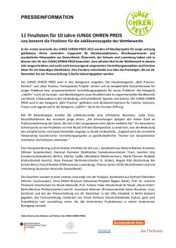 Pressemitteilung des JUNGE OHREN PREISES